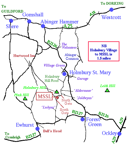 Local roads around MSSL