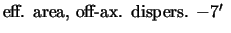 $\textstyle \parbox{5cm}{eff. area, off-ax. dispers. $-7'$ }$