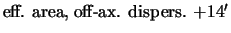 $\textstyle \parbox{5cm}{eff. area, off-ax. dispers. $+14'$ }$